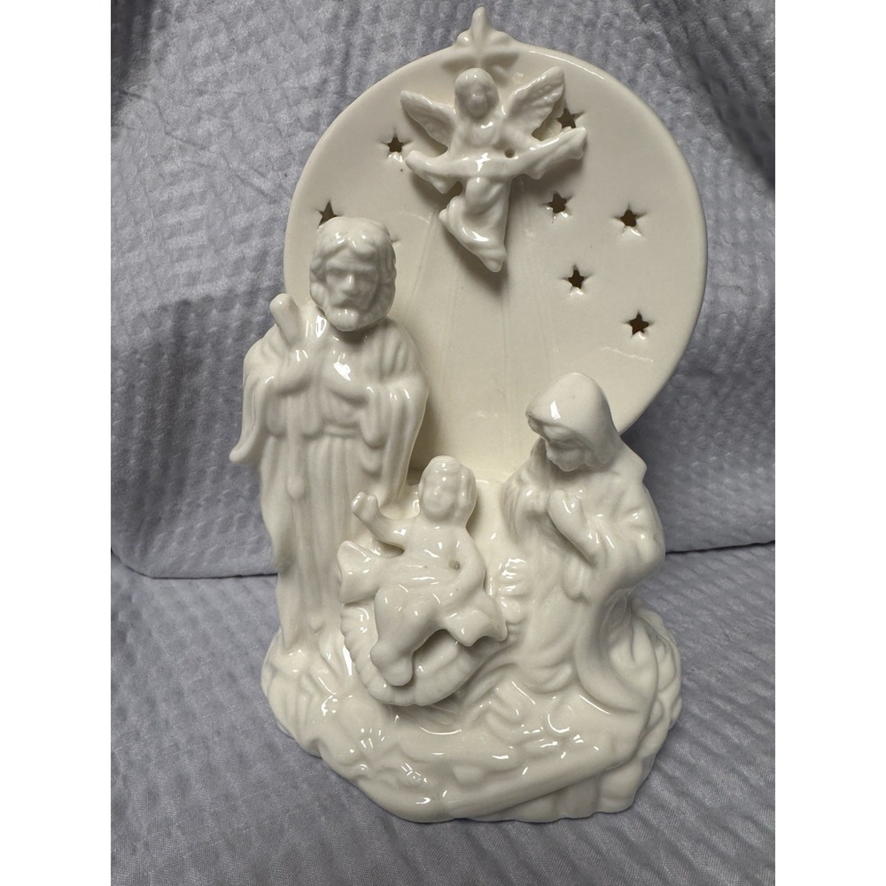 Vintage 2000 Ceramic Tea Light Holder Nativity Scene‎